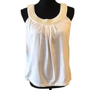 TALBOTS BEAD EMBELLISHED TANK TOP IVORY SIZE SMALL